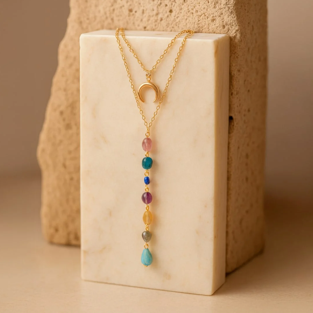 Collier "Lune des 7 Chakras"