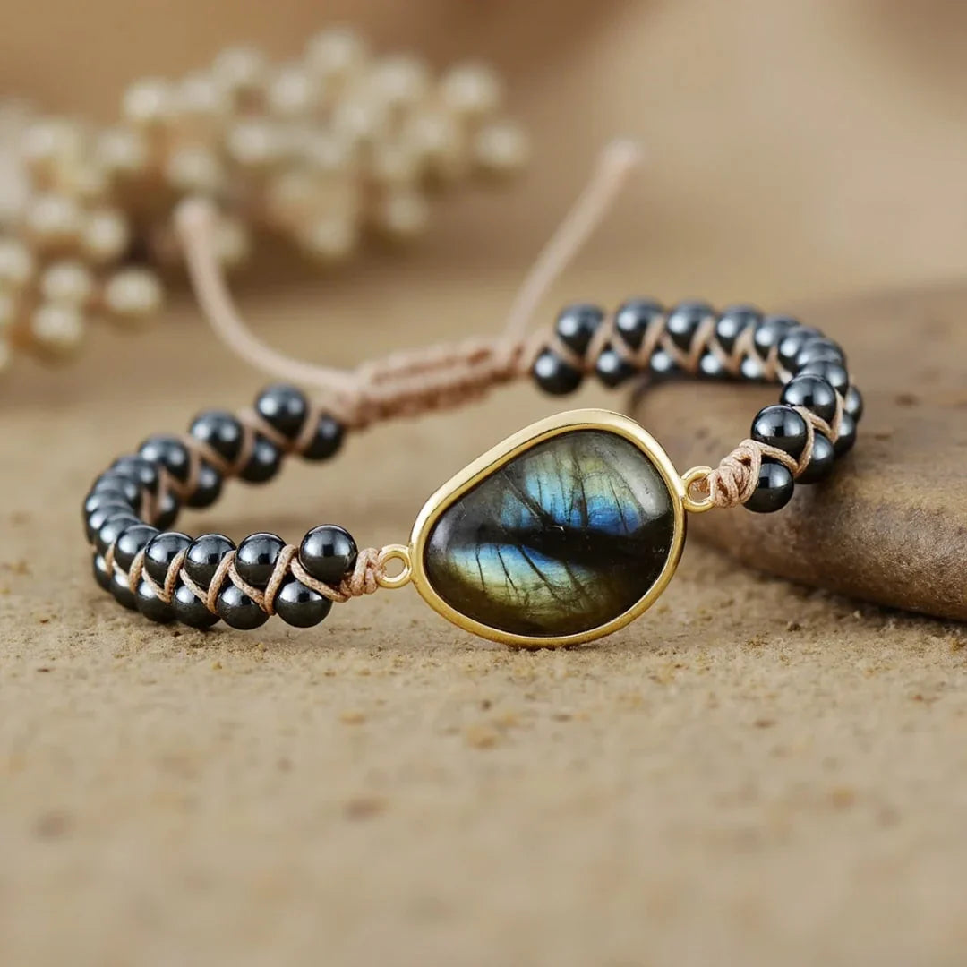 Bracelet "Oeil Divin" en Labradorite & Hématite
