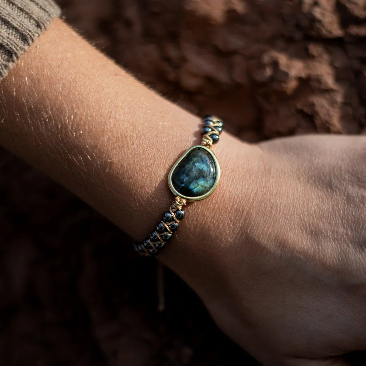 Bracelet "Oeil Divin" en Labradorite & Hématite
