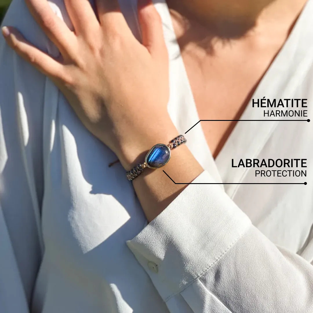 Bracelet "Oeil Divin" en Labradorite & Hématite