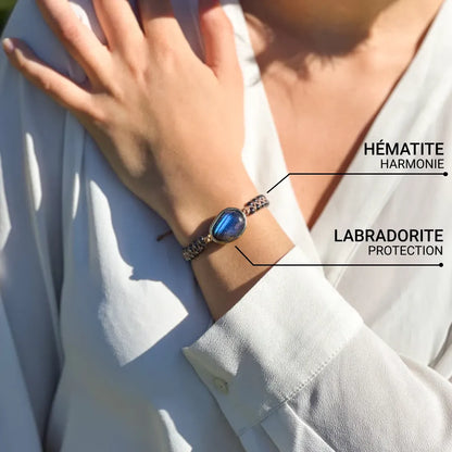Bracelet "Oeil Divin" en Labradorite & Hématite
