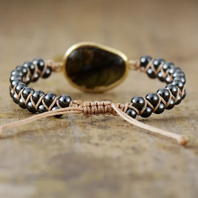 Bracelet "Oeil Divin" en Labradorite & Hématite